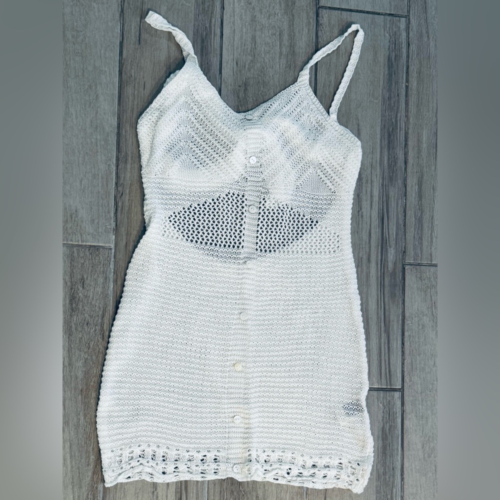 White Knit Sleeveless Dress